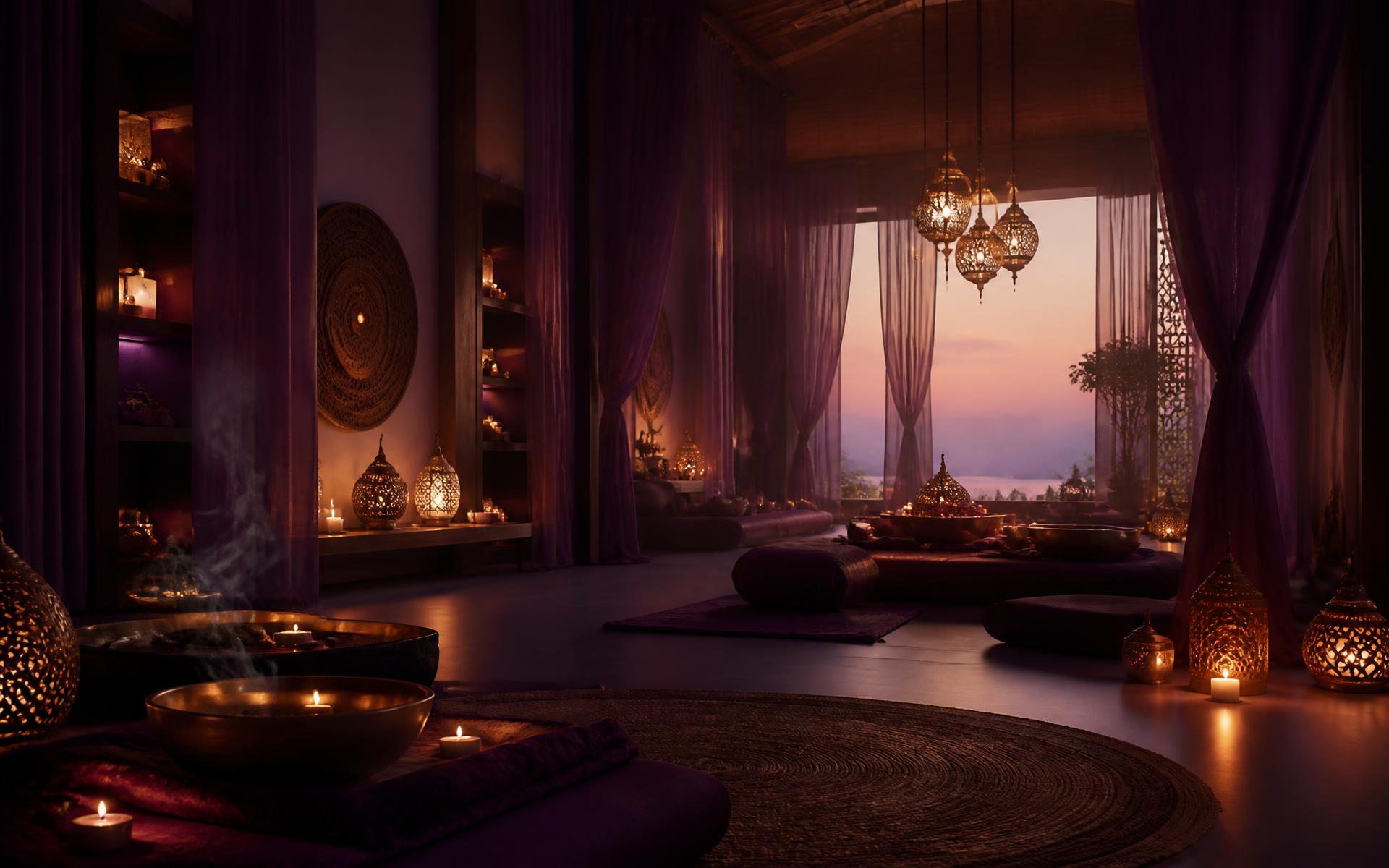 Candlelit AAYAM wellness sanctuary at dusk